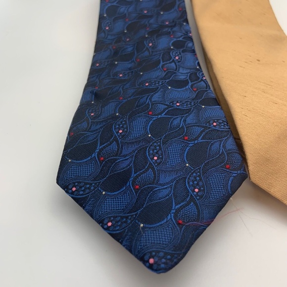 Set of Two Vintage Yves Saint Laurent Silk Ties Blue & Gold - Picture 2 of 15